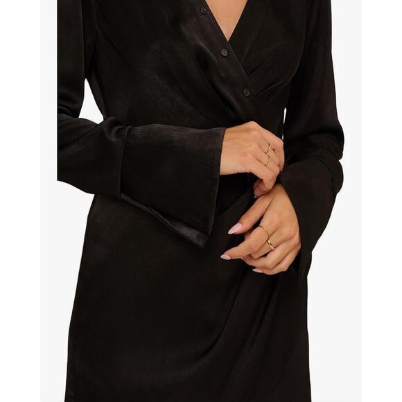 Adrianna Papell Womens Collared Satin Surplice Dress Style # AP1D105159 Sz 6 NWT - Picture 3 of 7